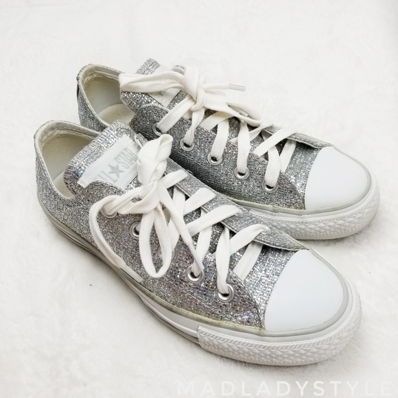 converse silver sparkle sneakers